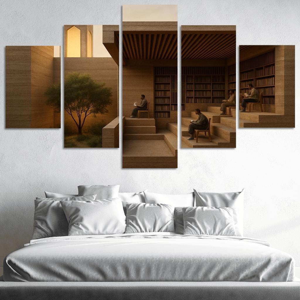 Rammed Earth Lantern Library modern paintings frame