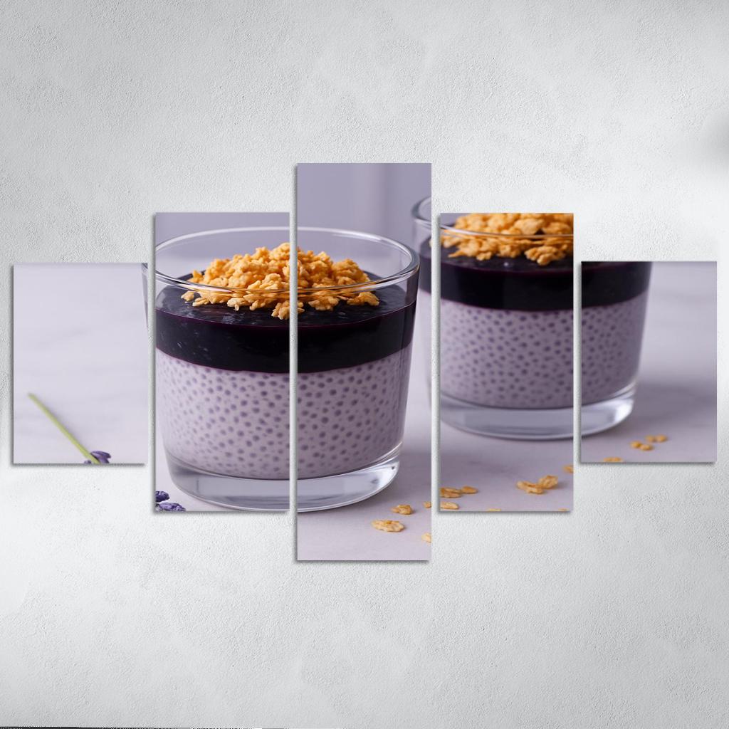 Blueberry Lavender Chia Panna Cotta With Honeyed Oat Crumble framed paintings