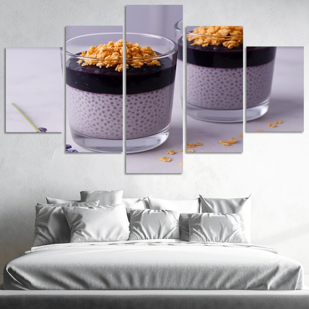 Blueberry Lavender Chia Panna Cotta With Honeyed Oat Crumble framed paintings