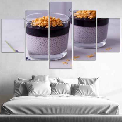 Blueberry Lavender Chia Panna Cotta With Honeyed Oat Crumble framed paintings