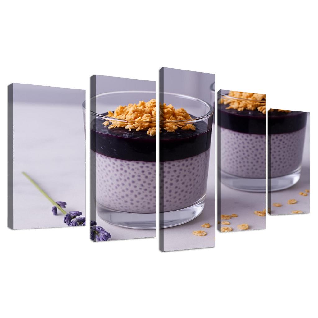Blueberry Lavender Chia Panna Cotta With Honeyed Oat Crumble framed paintings