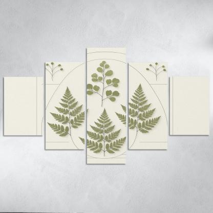 Pressed Fern Geometry Study oil paintings frame