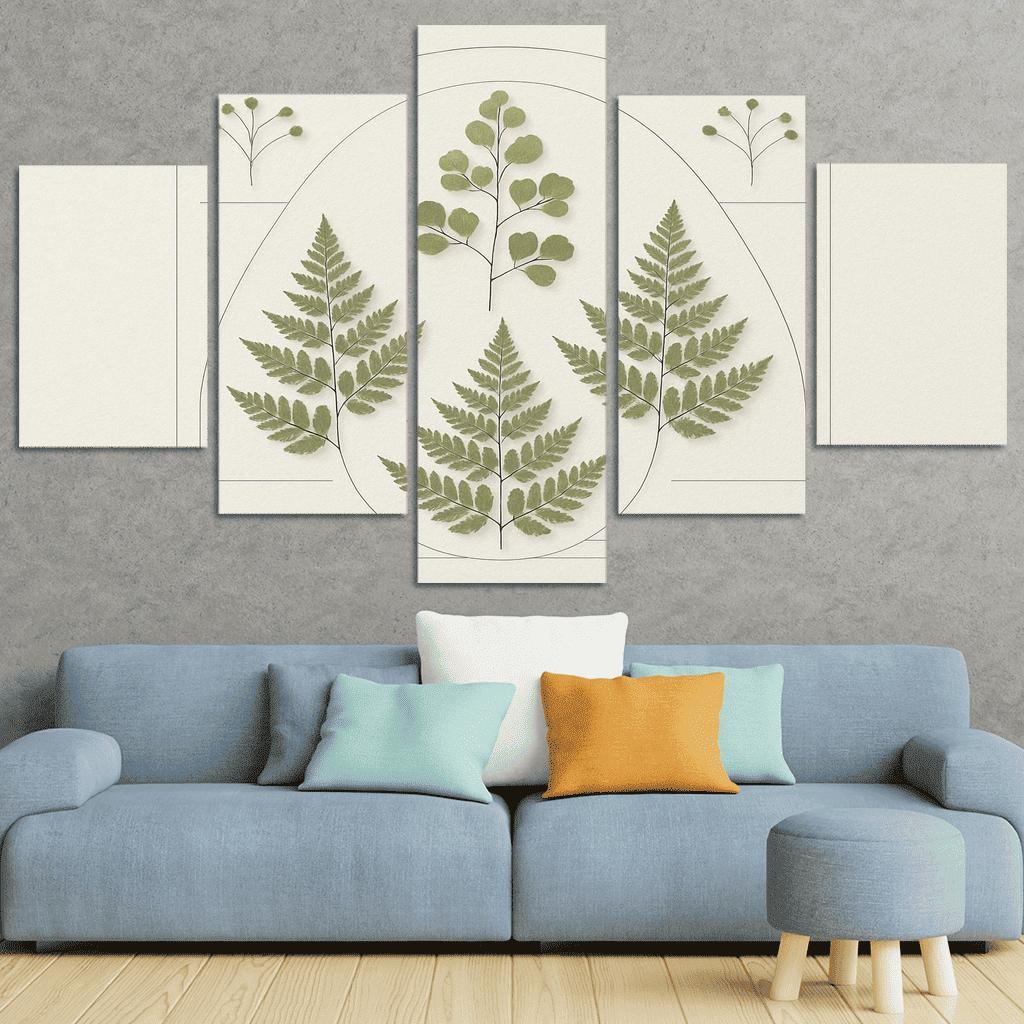 Pressed Fern Geometry Study oil paintings frame