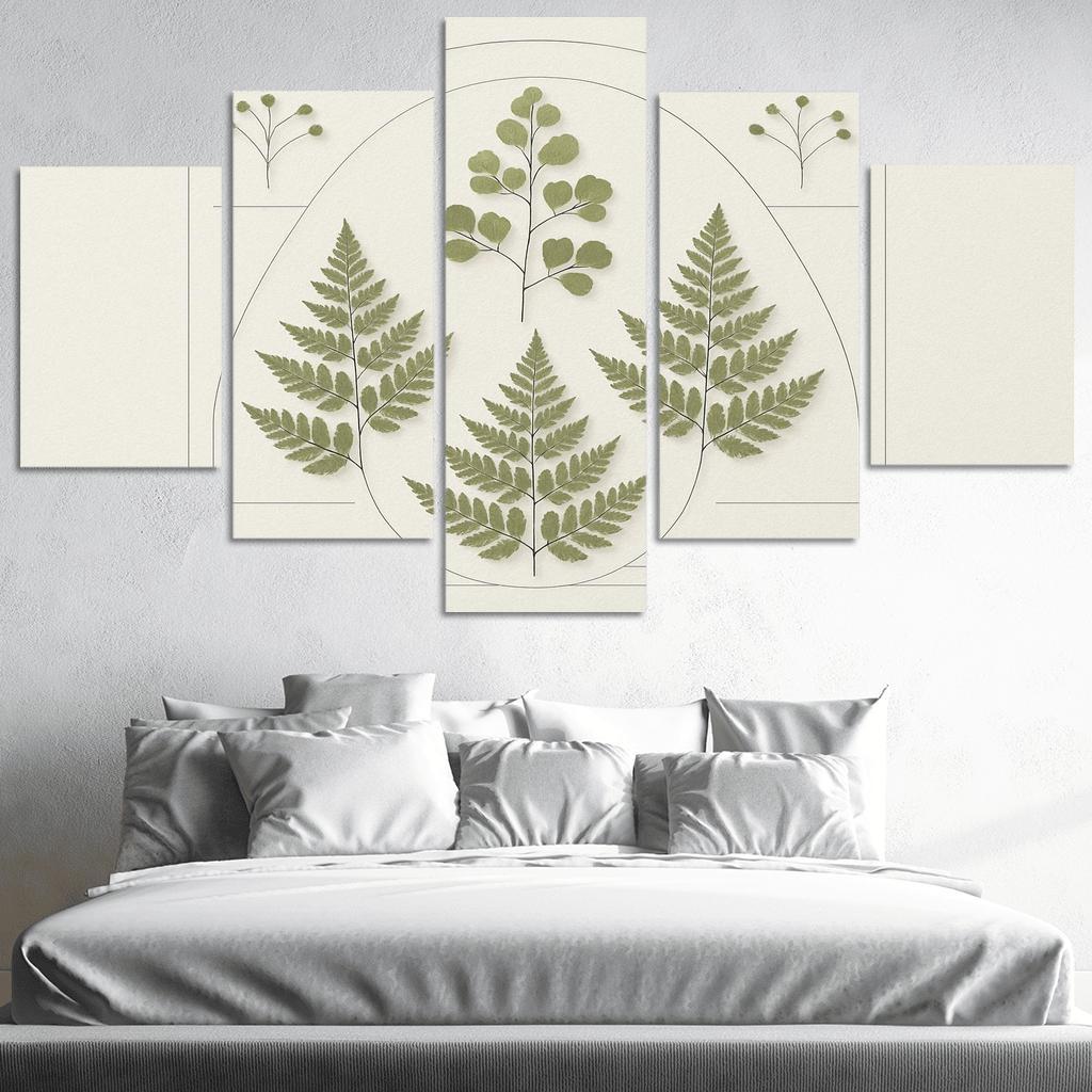 Pressed Fern Geometry Study oil paintings frame