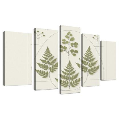 Pressed Fern Geometry Study oil paintings frame