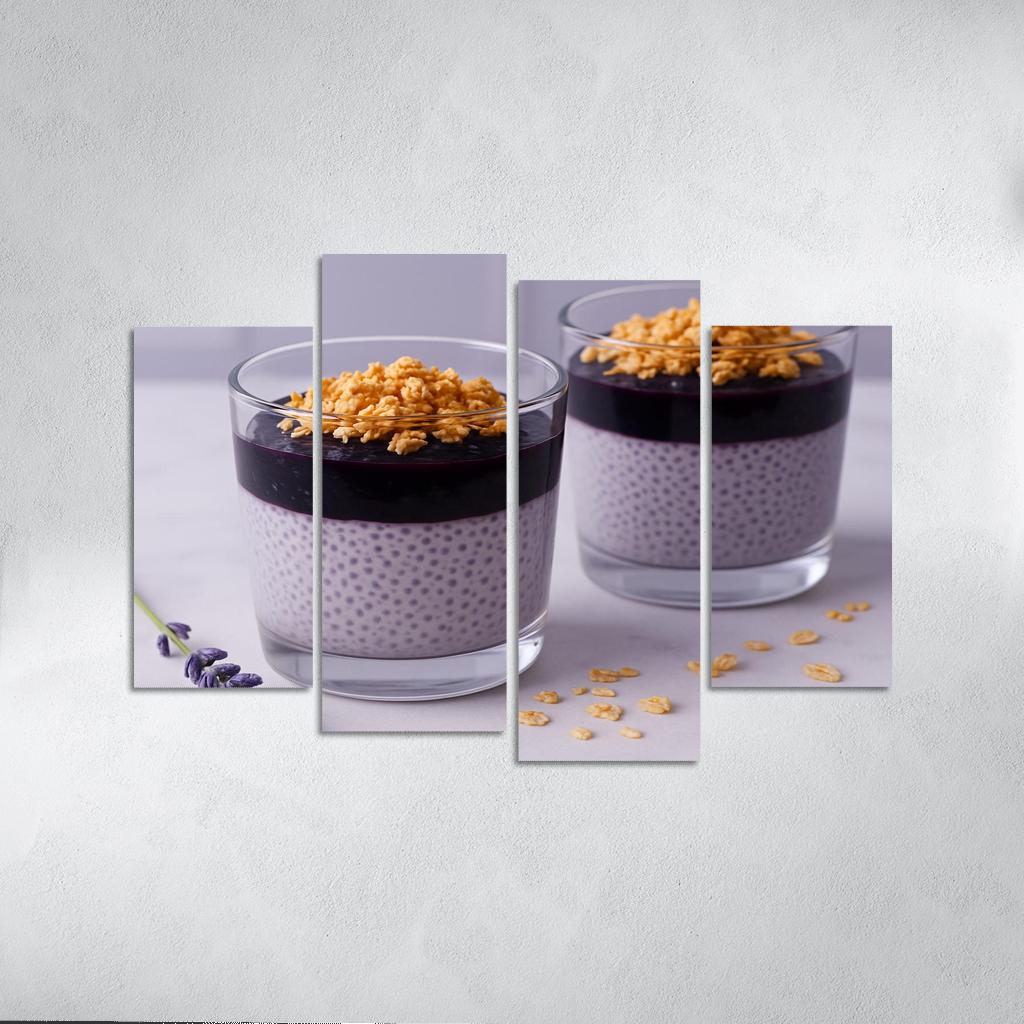 Blueberry Lavender Chia Panna Cotta With Honeyed Oat Crumble framed paintings