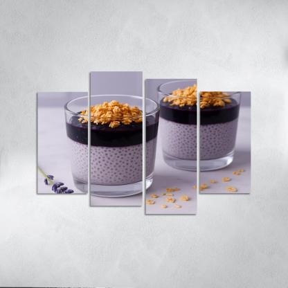 Blueberry Lavender Chia Panna Cotta With Honeyed Oat Crumble framed paintings