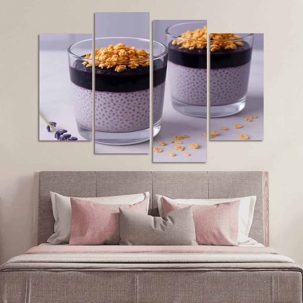 Blueberry Lavender Chia Panna Cotta With Honeyed Oat Crumble framed paintings