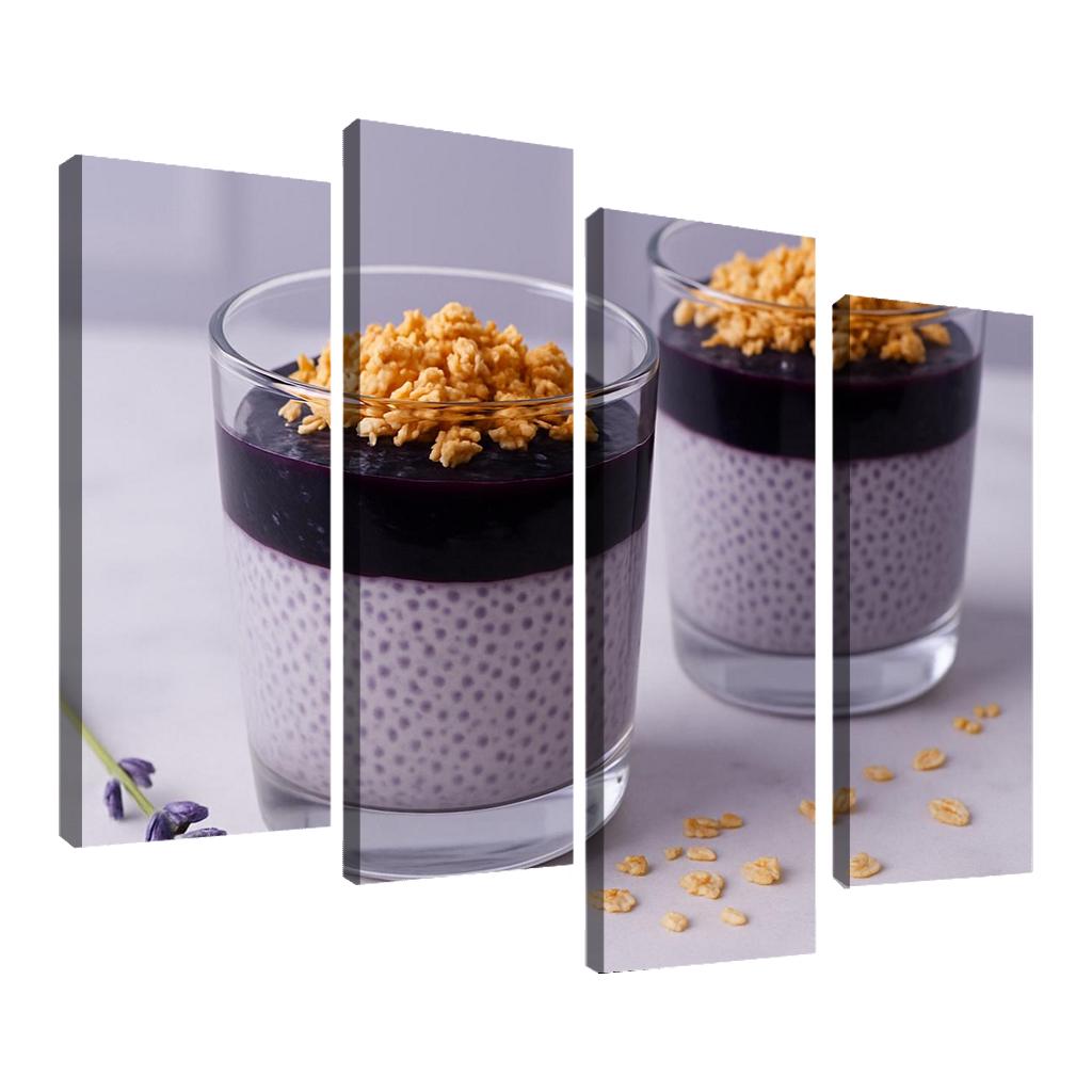 Blueberry Lavender Chia Panna Cotta With Honeyed Oat Crumble framed paintings