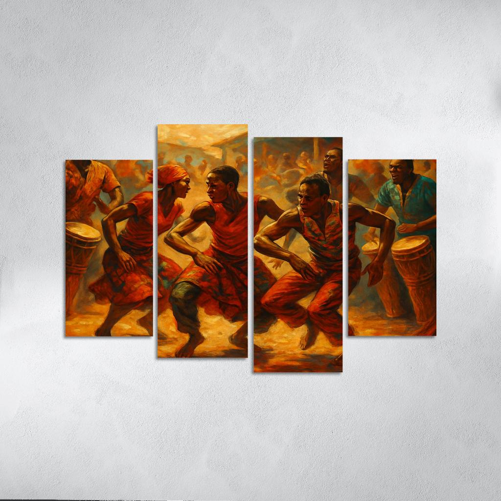 Sabar Drum Driven Street Circle Dance abstract paintings frame