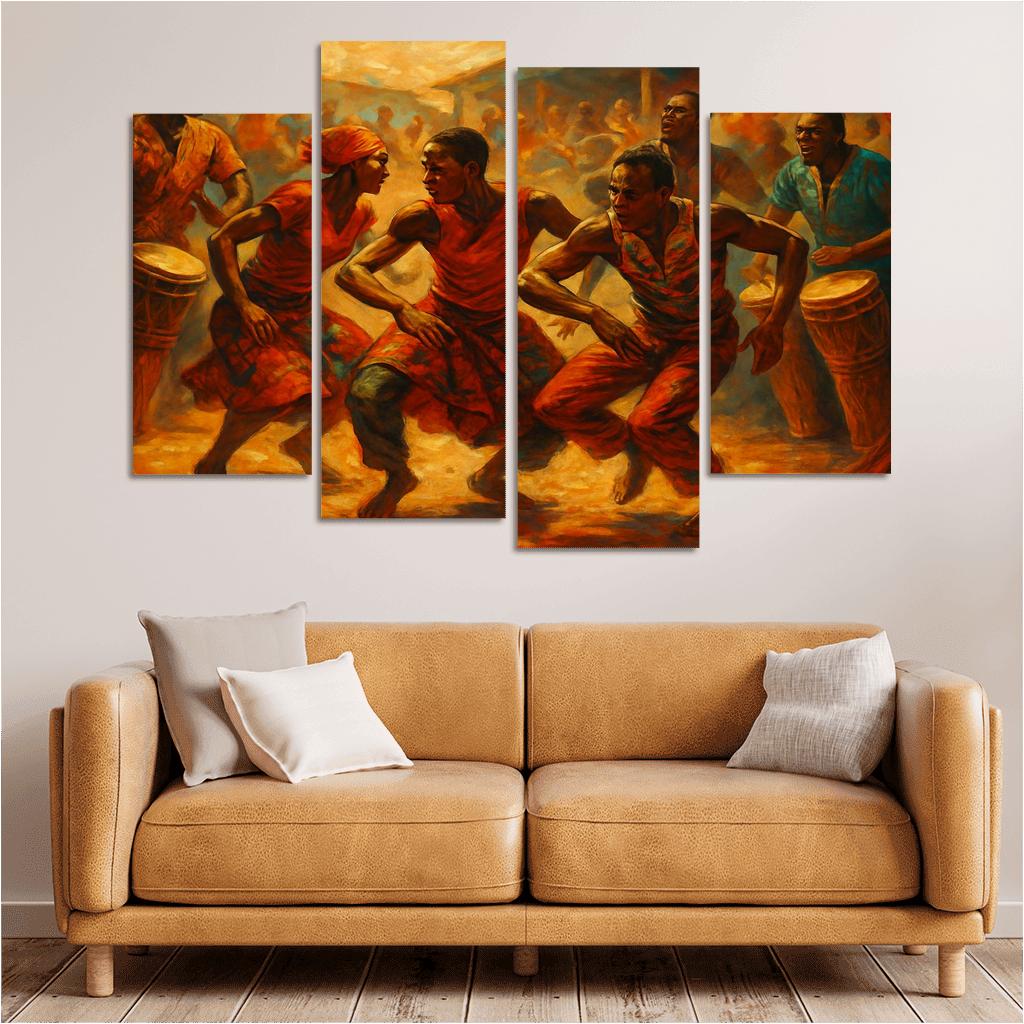 Sabar Drum Driven Street Circle Dance abstract paintings frame
