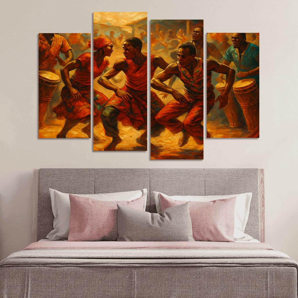 Sabar Drum Driven Street Circle Dance abstract paintings frame