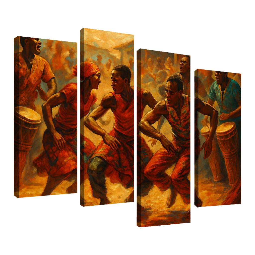 Sabar Drum Driven Street Circle Dance abstract paintings frame