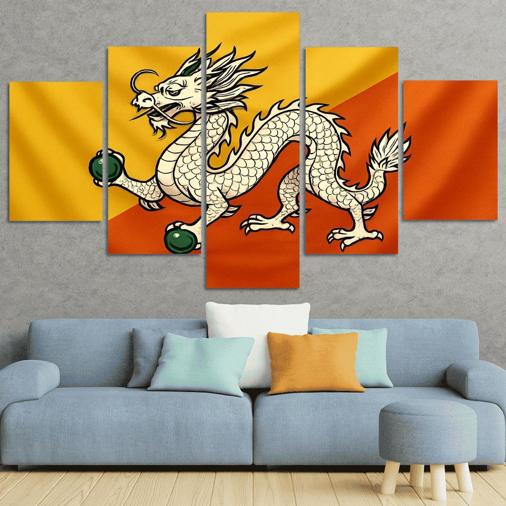 Thunder Dragon Splendor The Flag Of Bhutan framed paintings