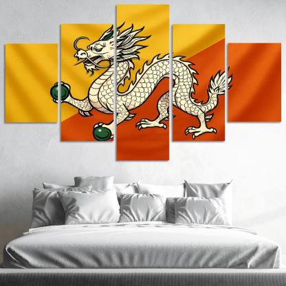 Thunder Dragon Splendor The Flag Of Bhutan framed paintings