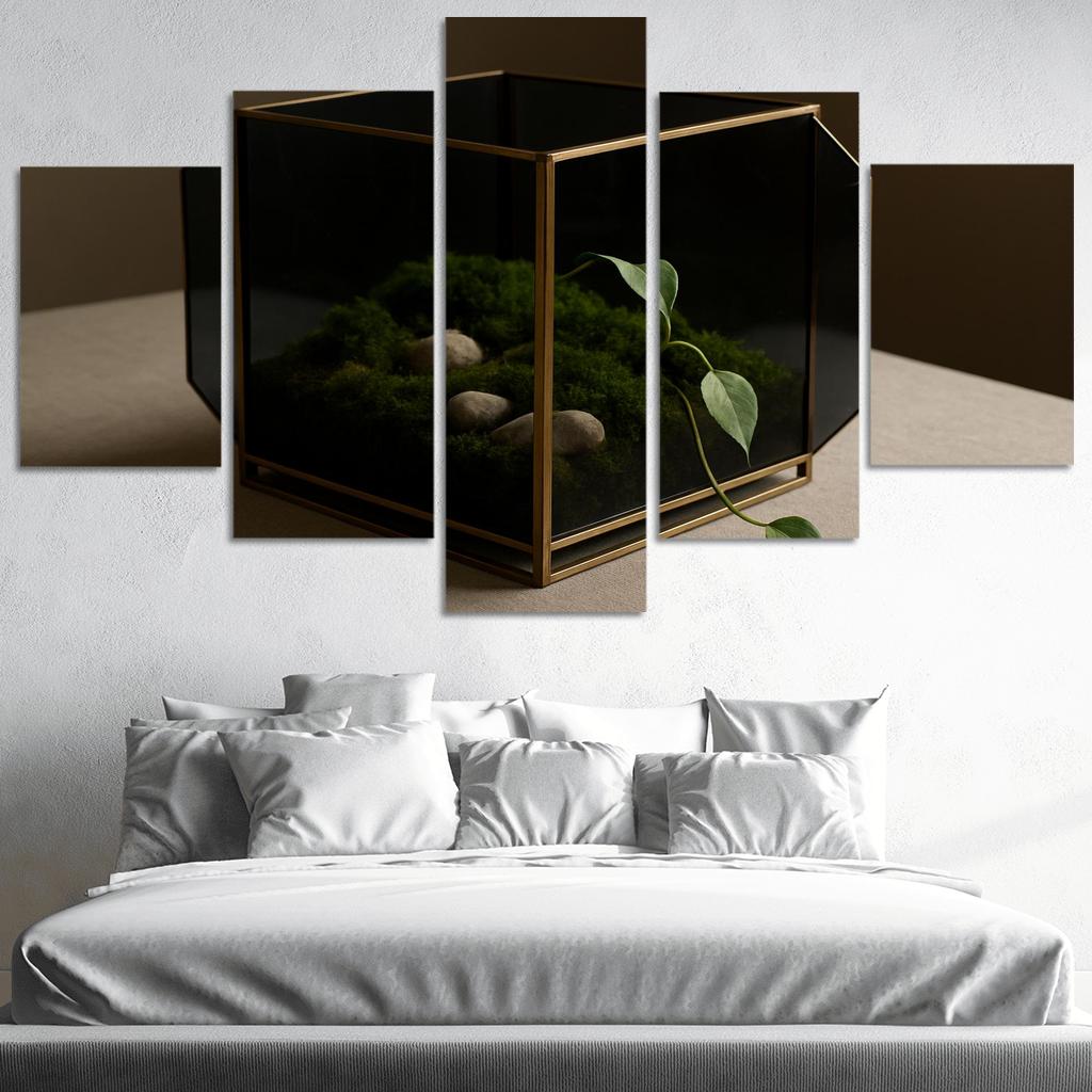 Smoked Glass Terrarium Coffee Table Centerpiece With Brass Framework wall decor