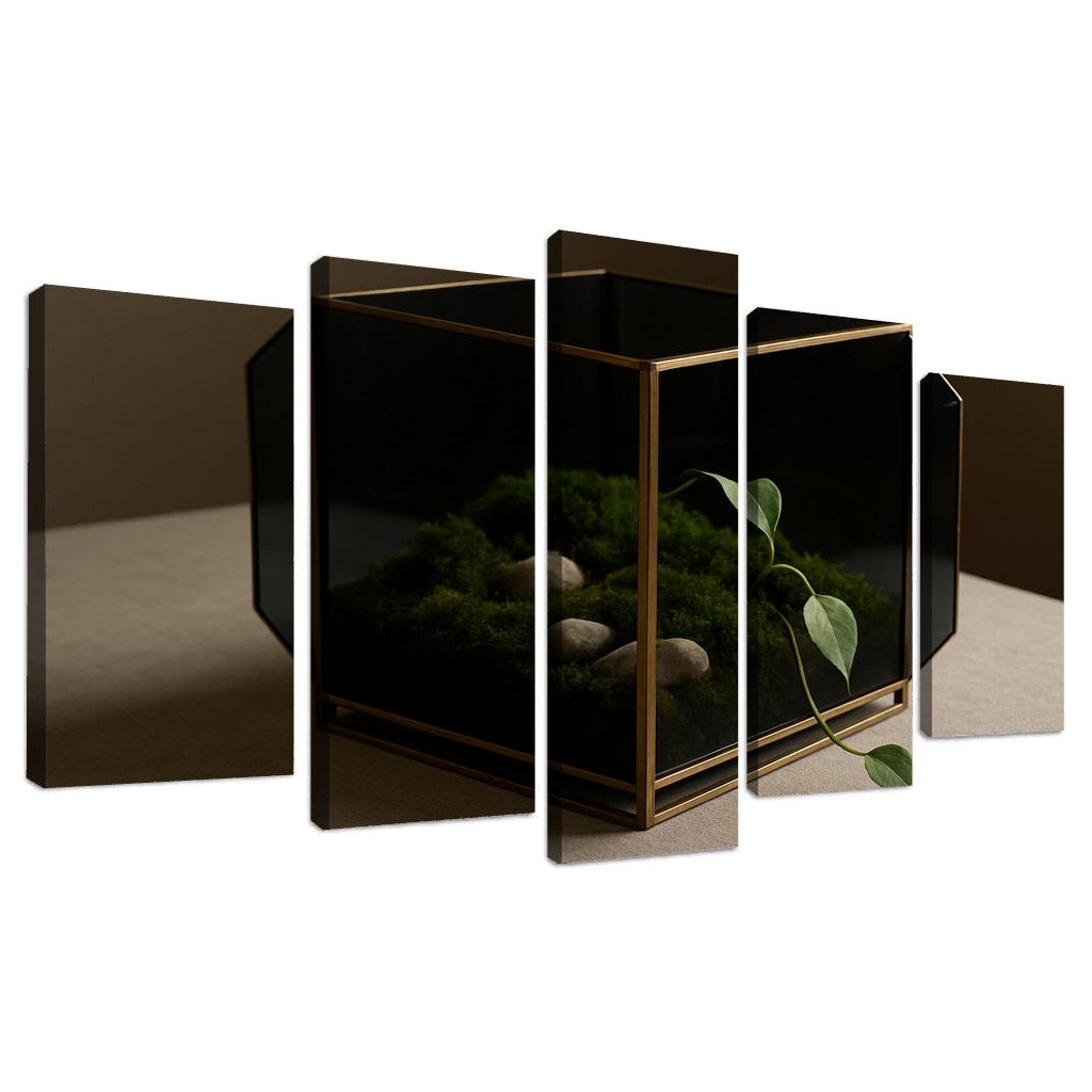 Smoked Glass Terrarium Coffee Table Centerpiece With Brass Framework wall decor