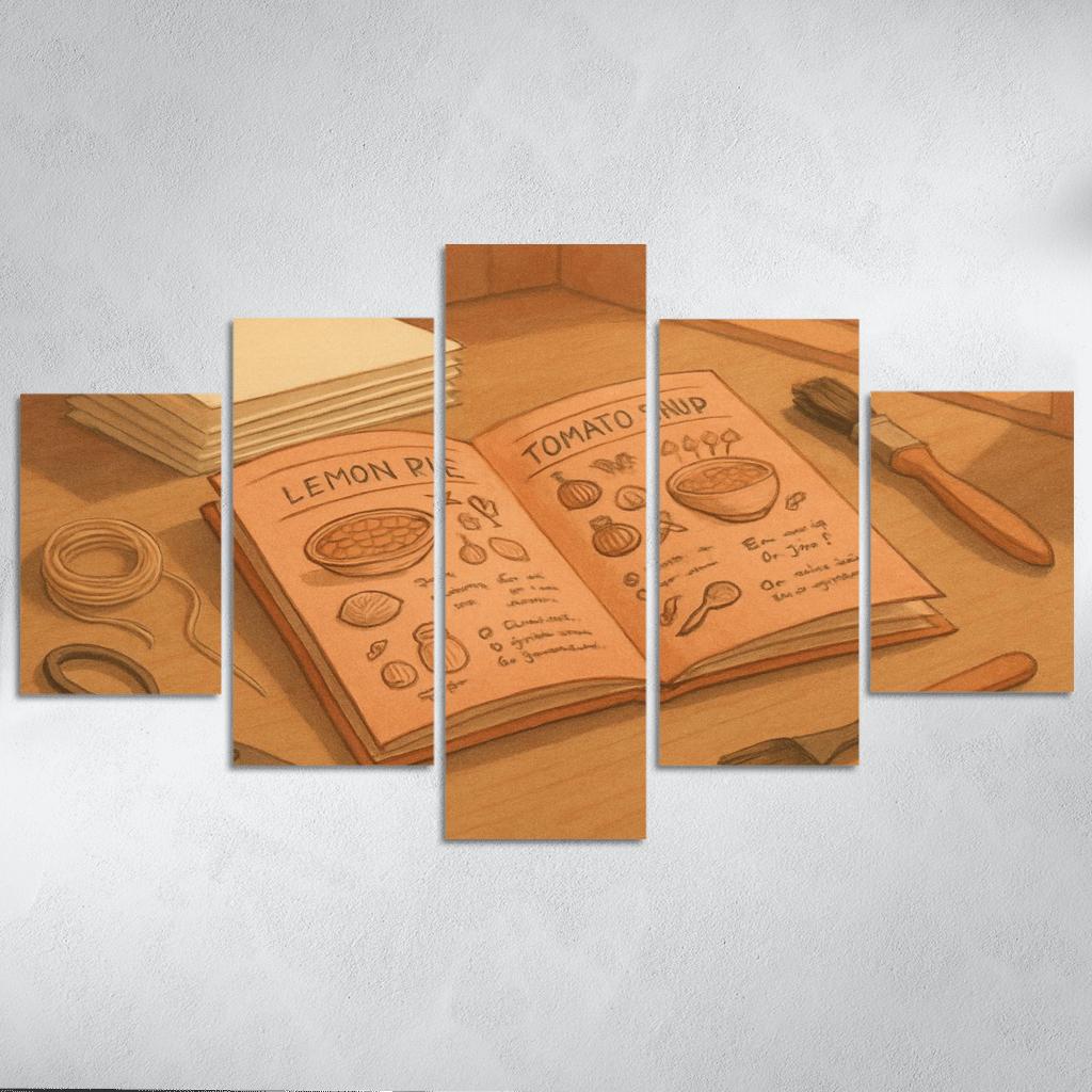 Hand Bound Mini Recipe Zine Making multi-panel paintings