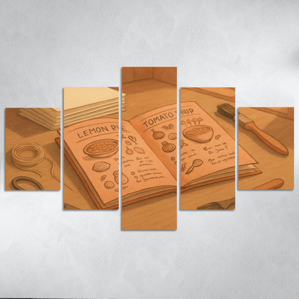 Hand Bound Mini Recipe Zine Making multi-panel paintings