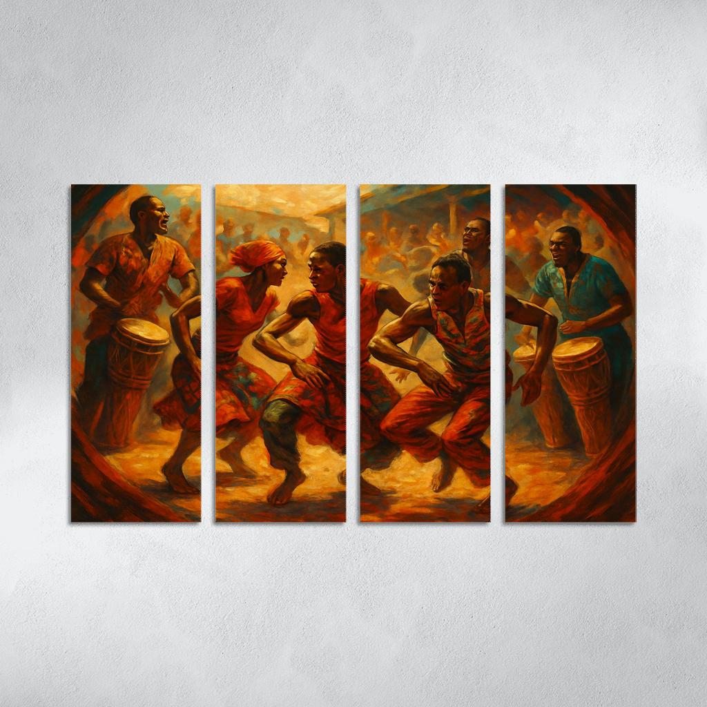 Sabar Drum Driven Street Circle Dance abstract paintings frame