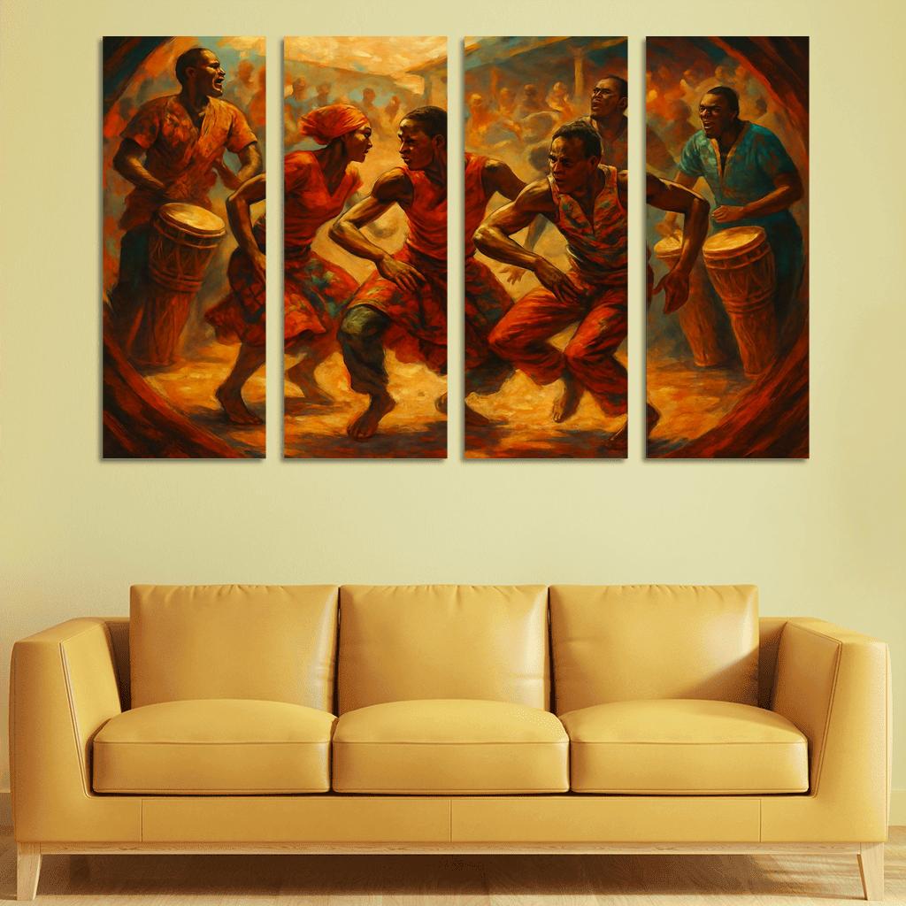 Sabar Drum Driven Street Circle Dance abstract paintings frame