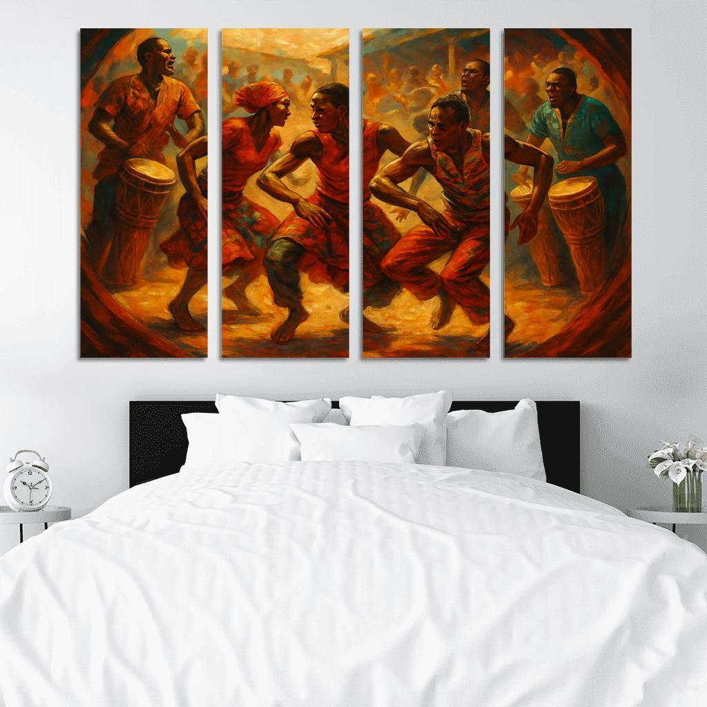 Sabar Drum Driven Street Circle Dance abstract paintings frame