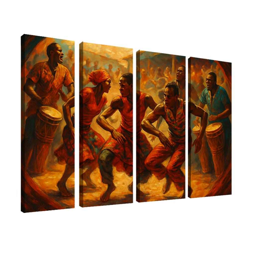 Sabar Drum Driven Street Circle Dance abstract paintings frame