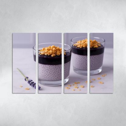 Blueberry Lavender Chia Panna Cotta With Honeyed Oat Crumble framed paintings