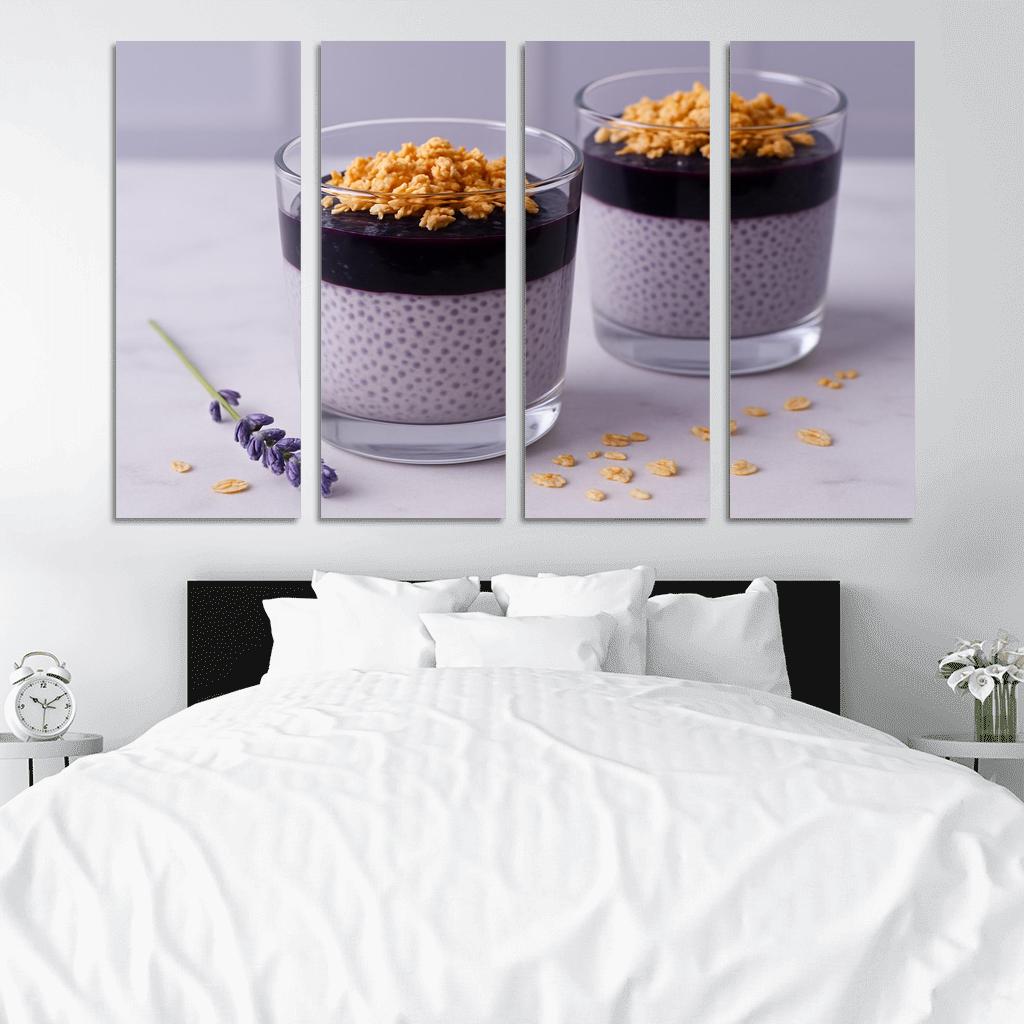 Blueberry Lavender Chia Panna Cotta With Honeyed Oat Crumble framed paintings