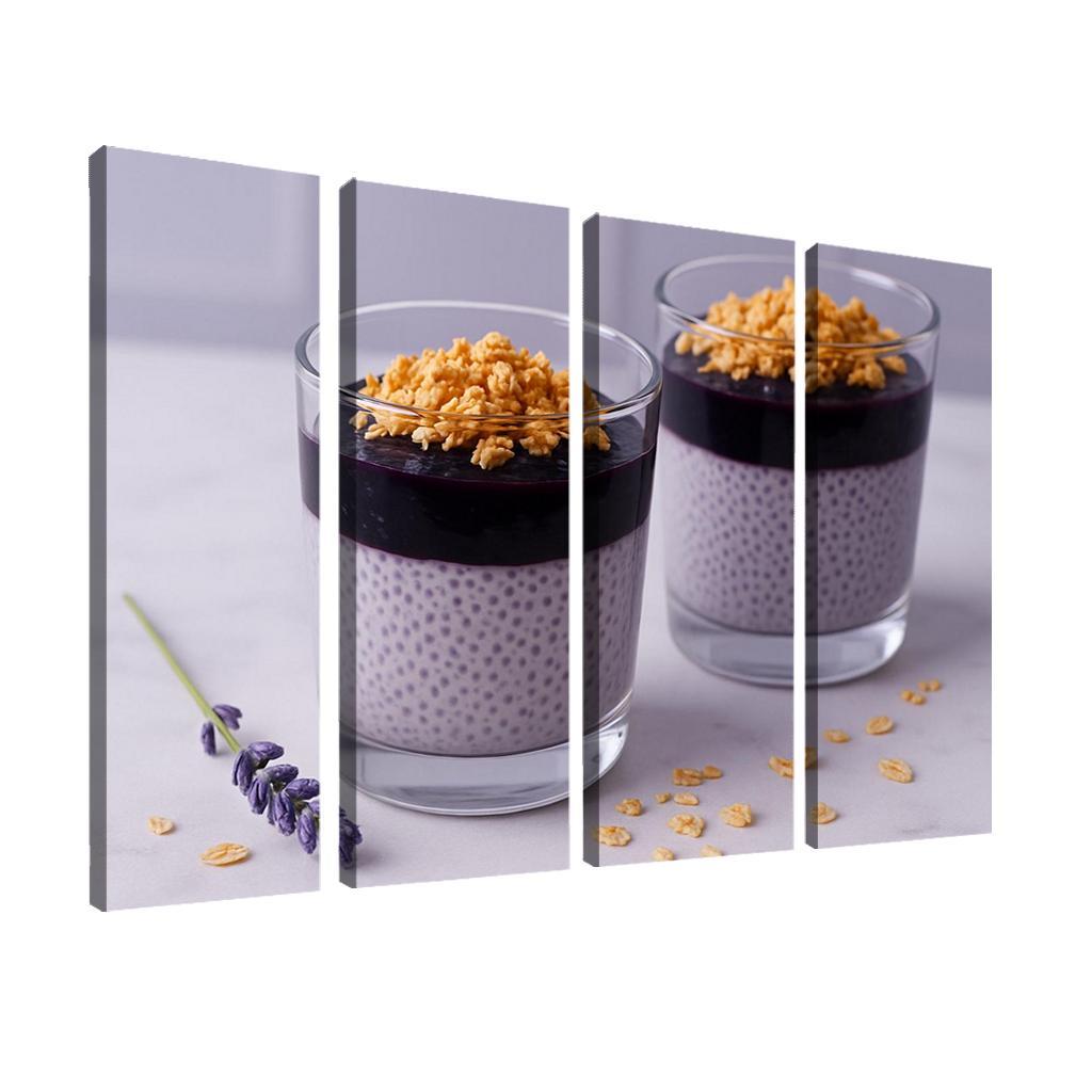 Blueberry Lavender Chia Panna Cotta With Honeyed Oat Crumble framed paintings
