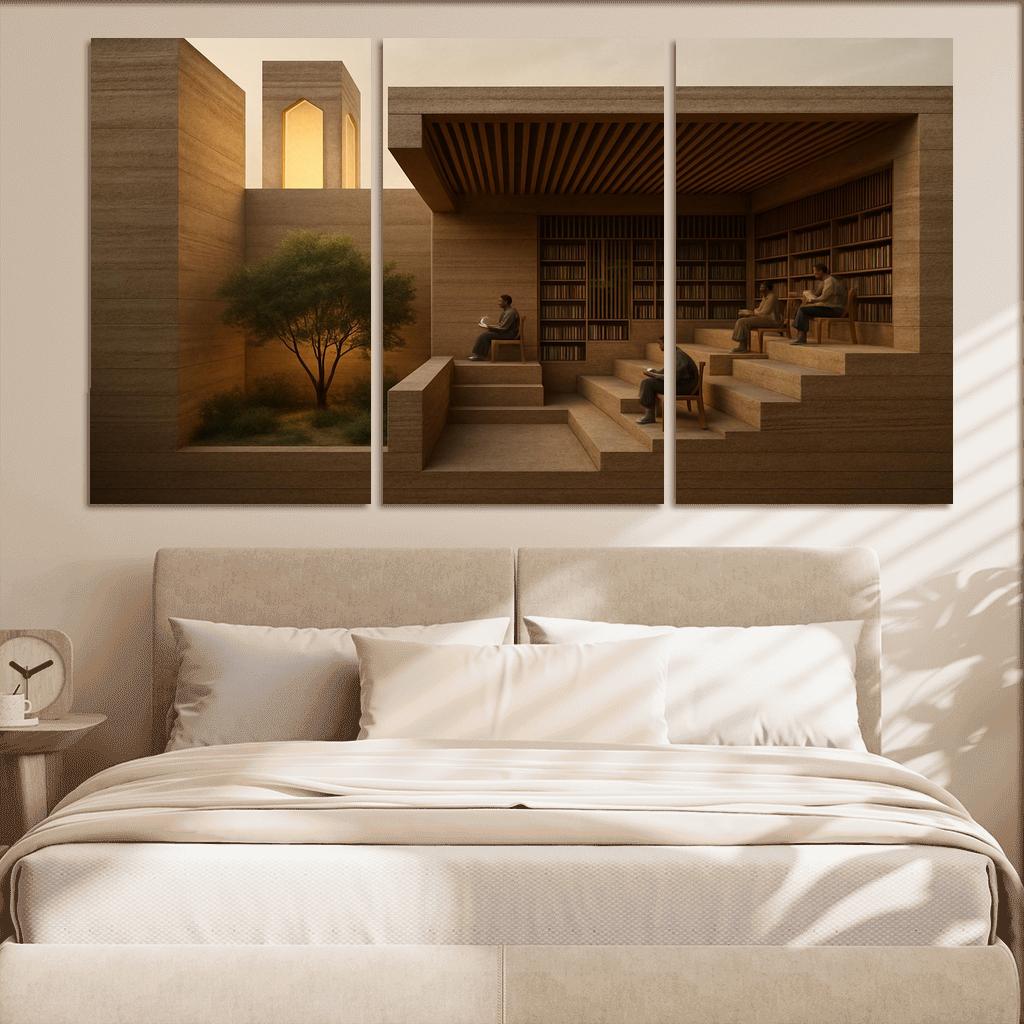Rammed Earth Lantern Library modern paintings frame