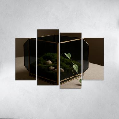 Smoked Glass Terrarium Coffee Table Centerpiece With Brass Framework wall decor