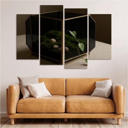 Smoked Glass Terrarium Coffee Table Centerpiece With Brass Framework wall decor