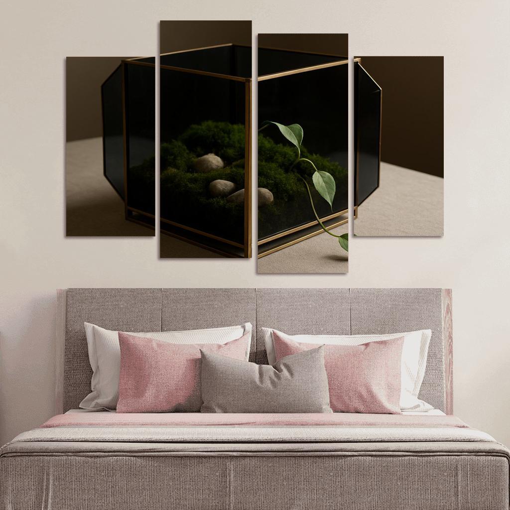 Smoked Glass Terrarium Coffee Table Centerpiece With Brass Framework wall decor