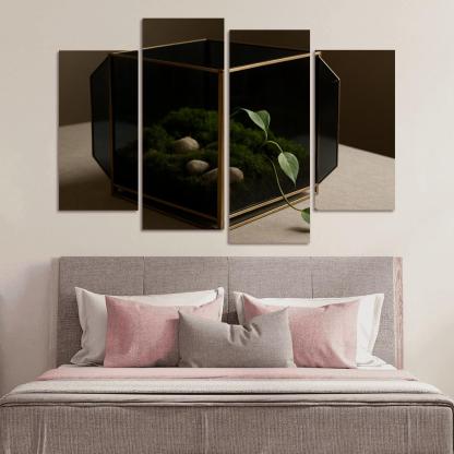 Smoked Glass Terrarium Coffee Table Centerpiece With Brass Framework wall decor