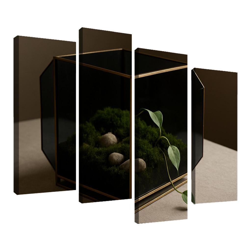 Smoked Glass Terrarium Coffee Table Centerpiece With Brass Framework wall decor