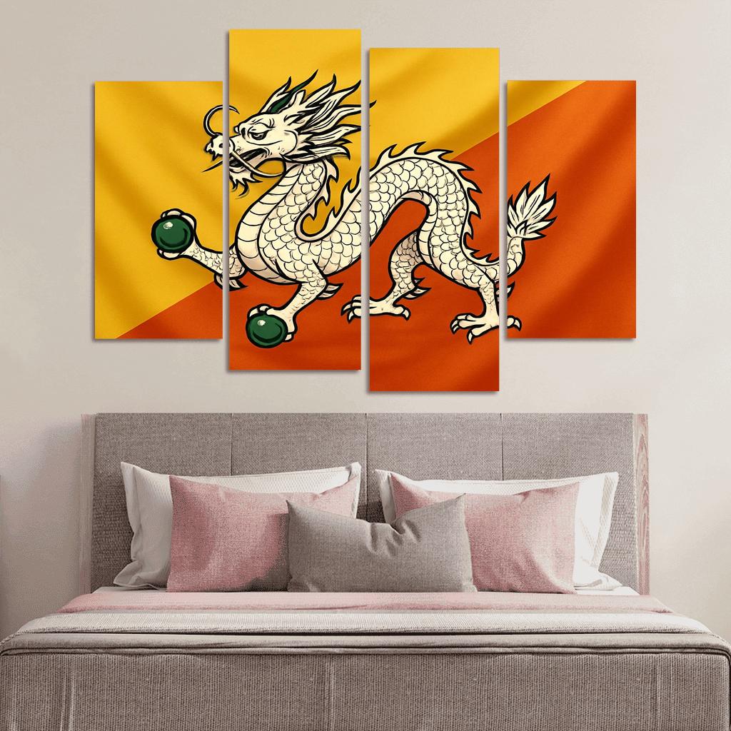 Thunder Dragon Splendor The Flag Of Bhutan framed paintings