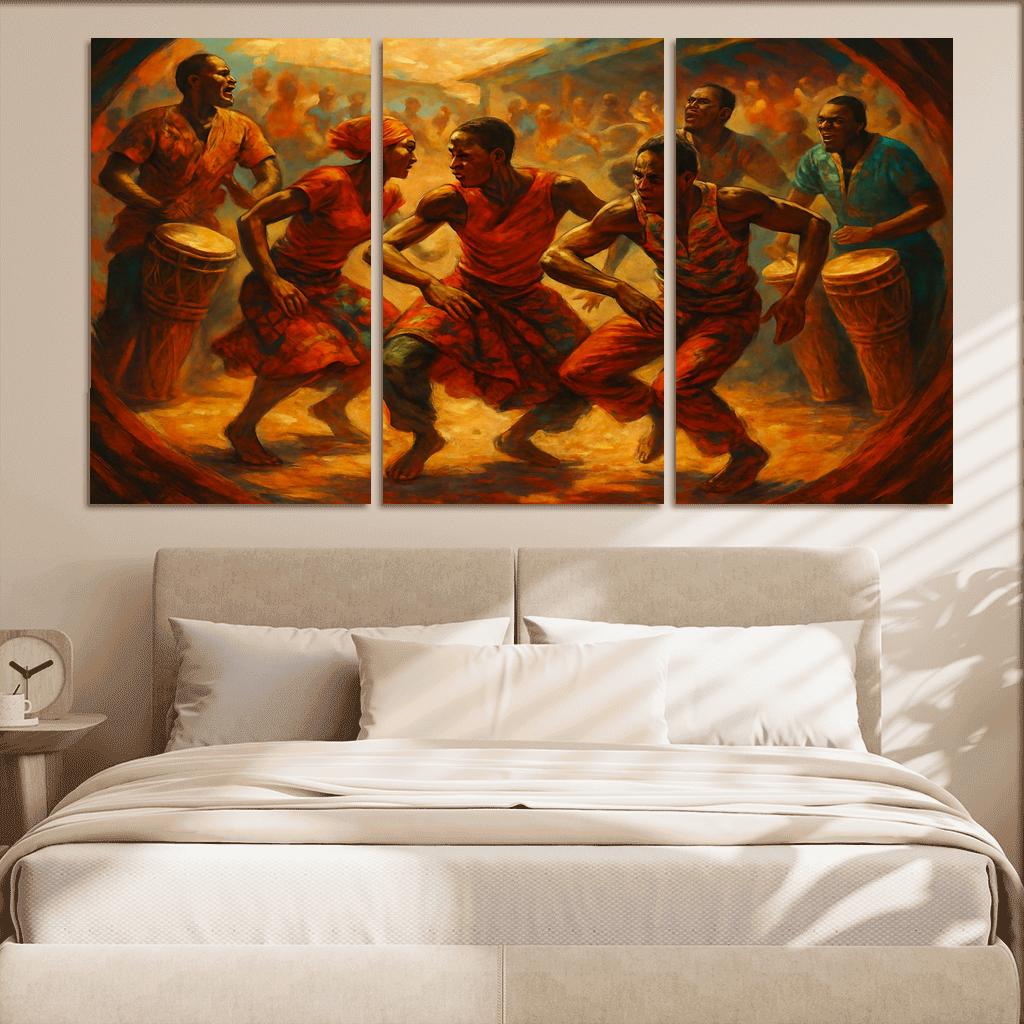 Sabar Drum Driven Street Circle Dance abstract paintings frame