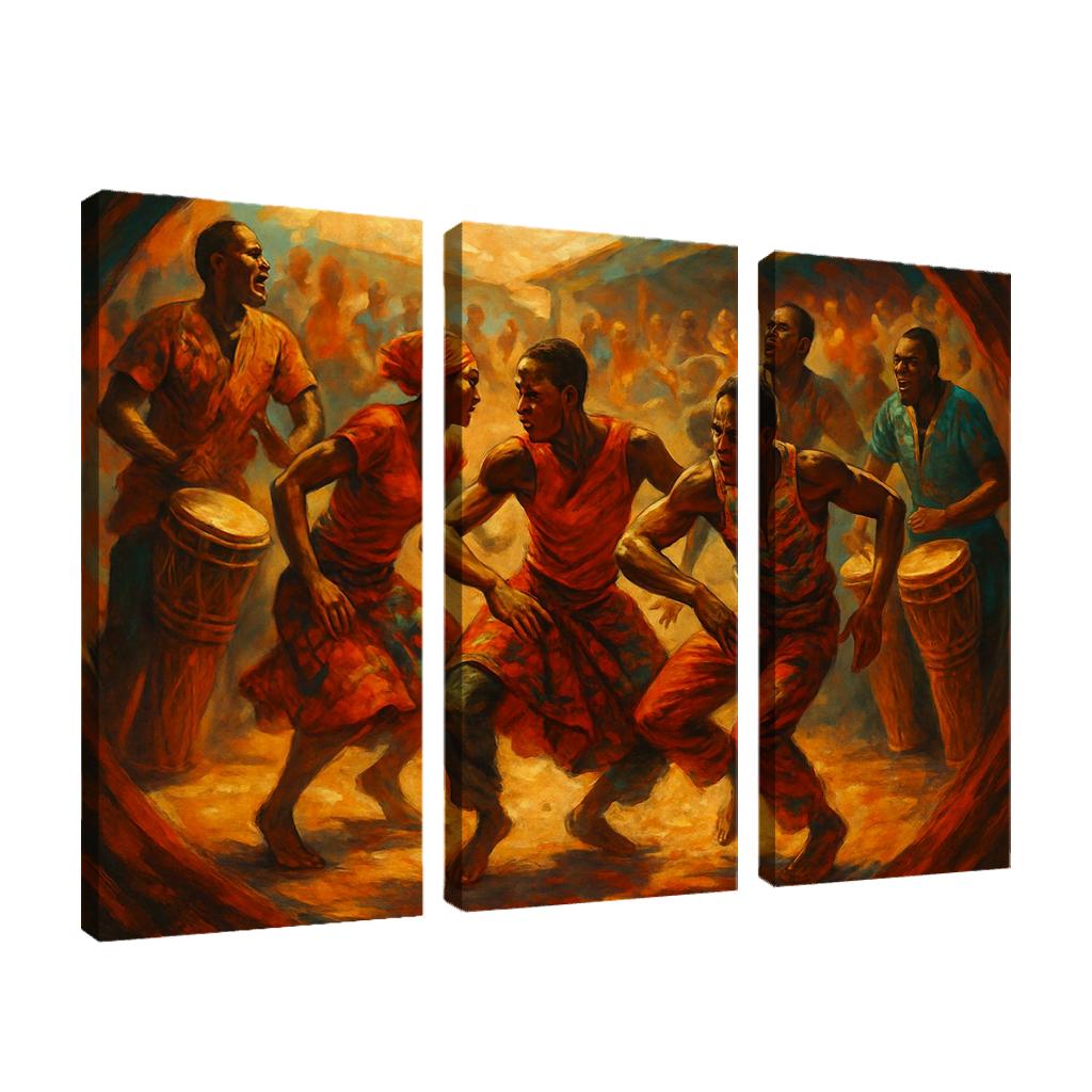 Sabar Drum Driven Street Circle Dance abstract paintings frame