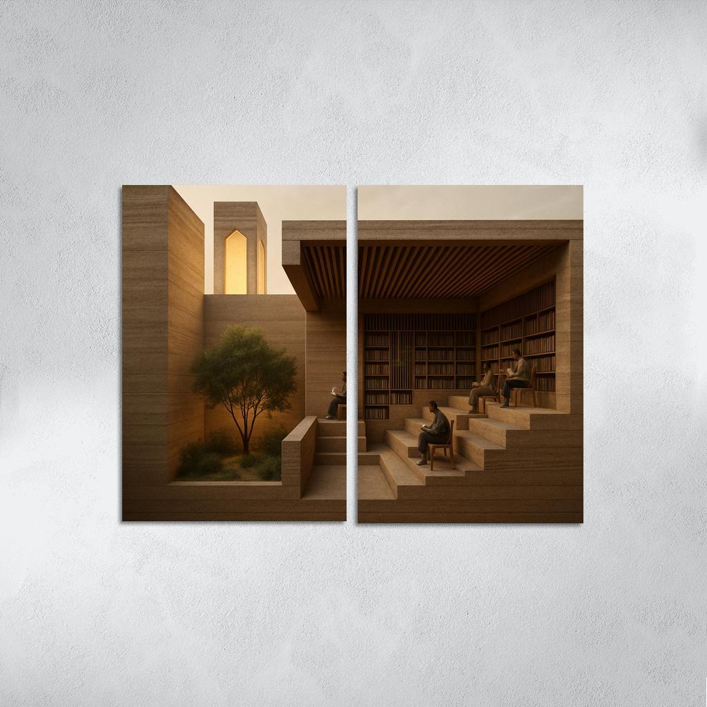 Rammed Earth Lantern Library modern paintings frame