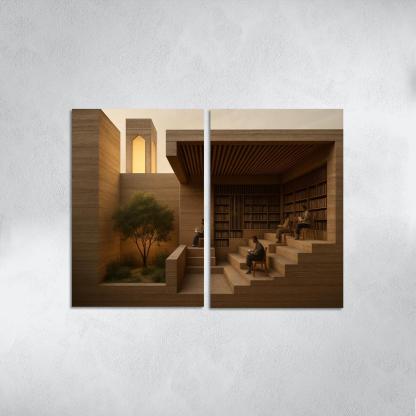 Rammed Earth Lantern Library modern paintings frame
