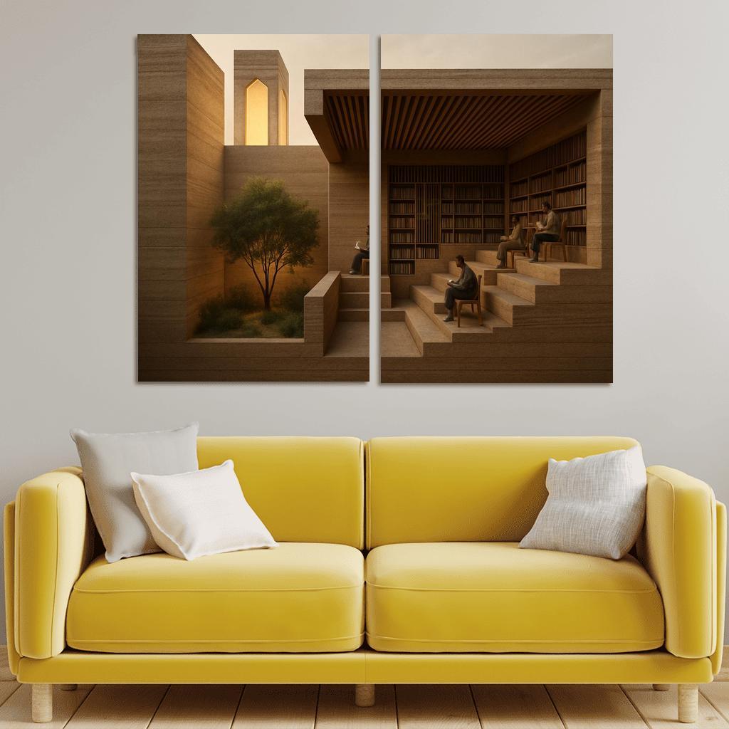 Rammed Earth Lantern Library modern paintings frame