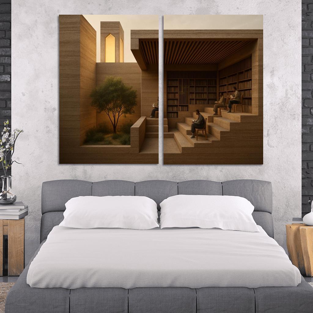 Rammed Earth Lantern Library modern paintings frame