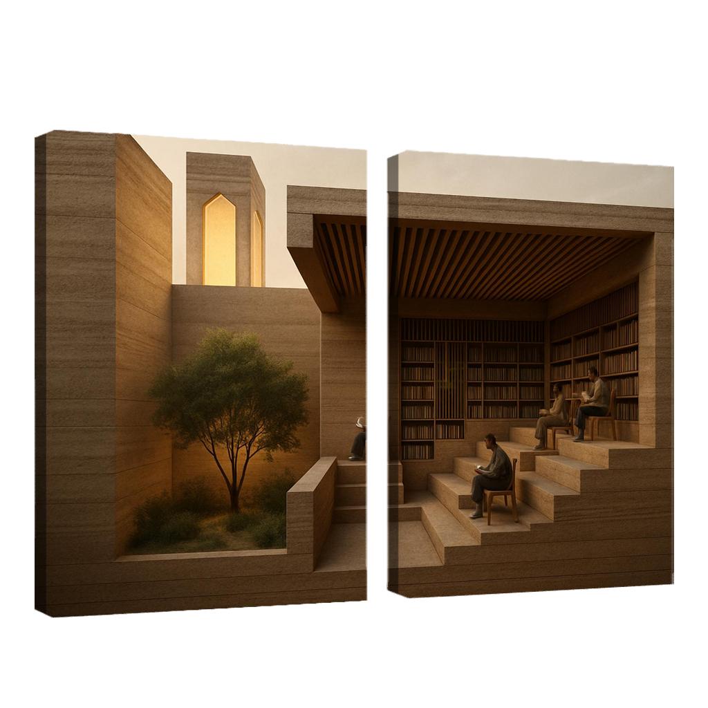 Rammed Earth Lantern Library modern paintings frame