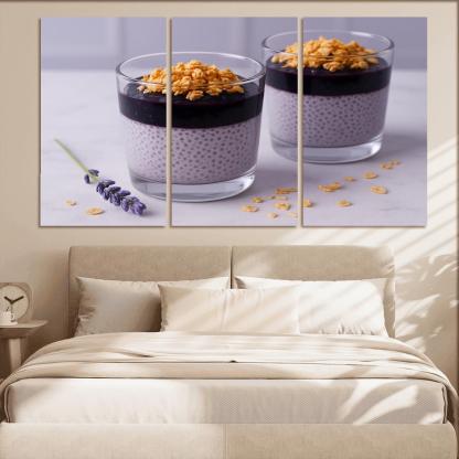 Blueberry Lavender Chia Panna Cotta With Honeyed Oat Crumble framed paintings