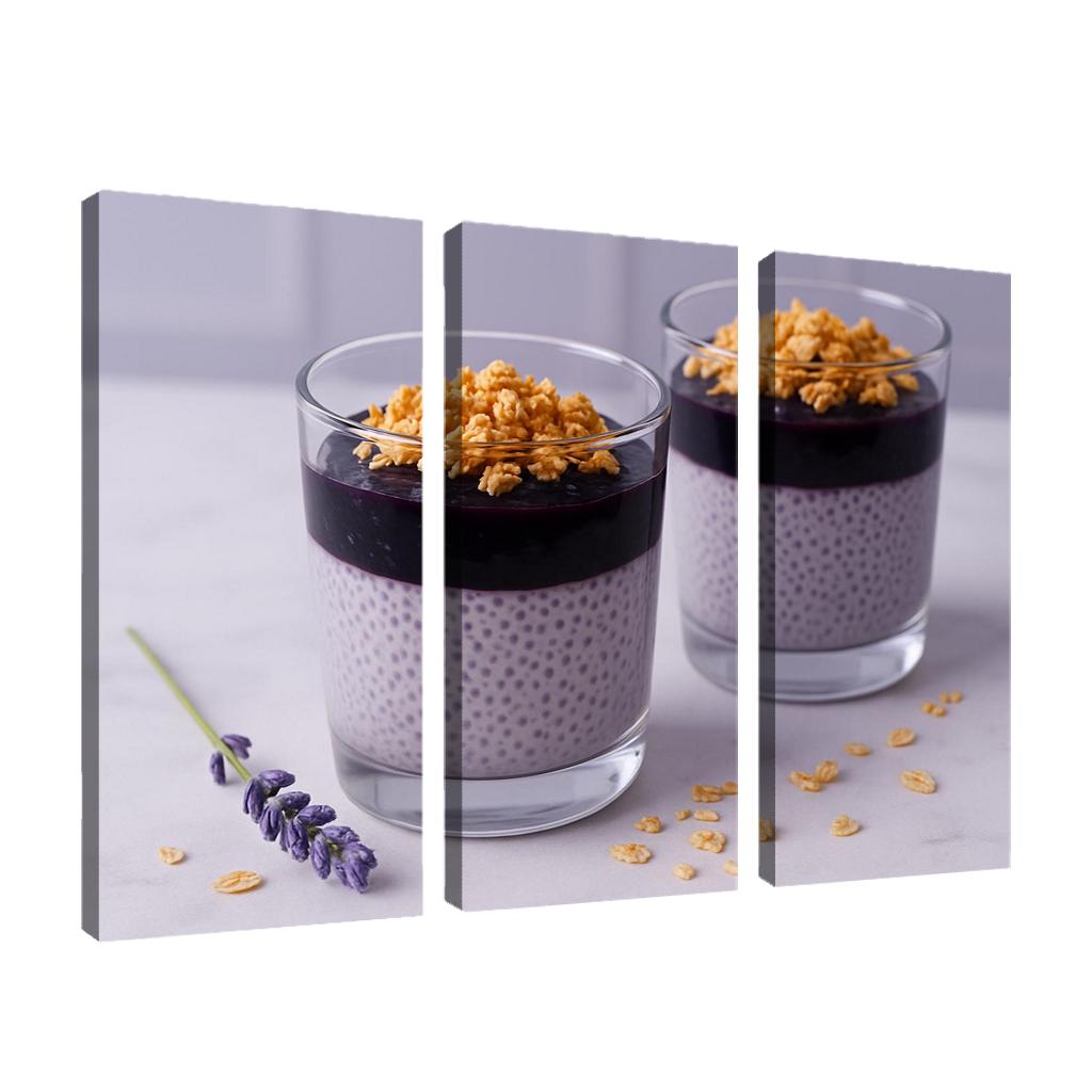 Blueberry Lavender Chia Panna Cotta With Honeyed Oat Crumble framed paintings