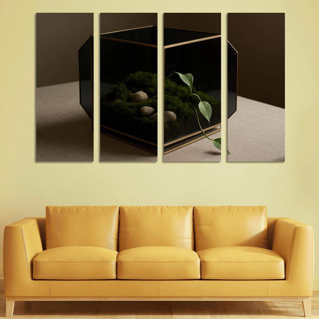 Smoked Glass Terrarium Coffee Table Centerpiece With Brass Framework wall decor