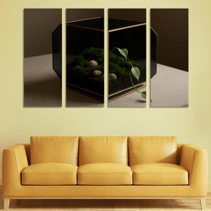 Smoked Glass Terrarium Coffee Table Centerpiece With Brass Framework wall decor