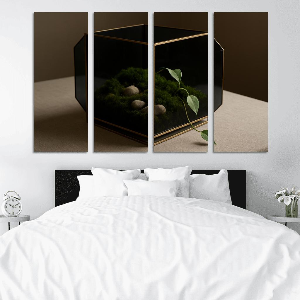 Smoked Glass Terrarium Coffee Table Centerpiece With Brass Framework wall decor