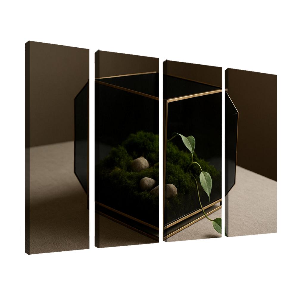 Smoked Glass Terrarium Coffee Table Centerpiece With Brass Framework wall decor